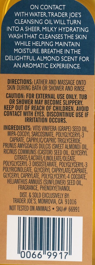 Ingredients and how to use Trader Joe's Cleansing Oil