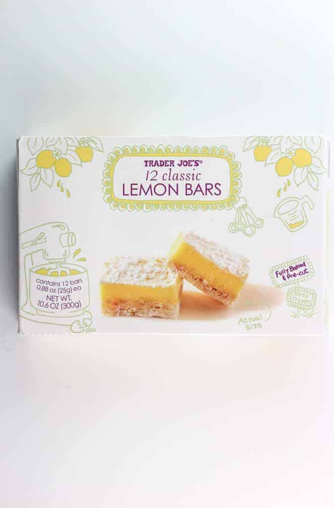 An unopened box of Trader Joe's 12 Classic Lemon Bars