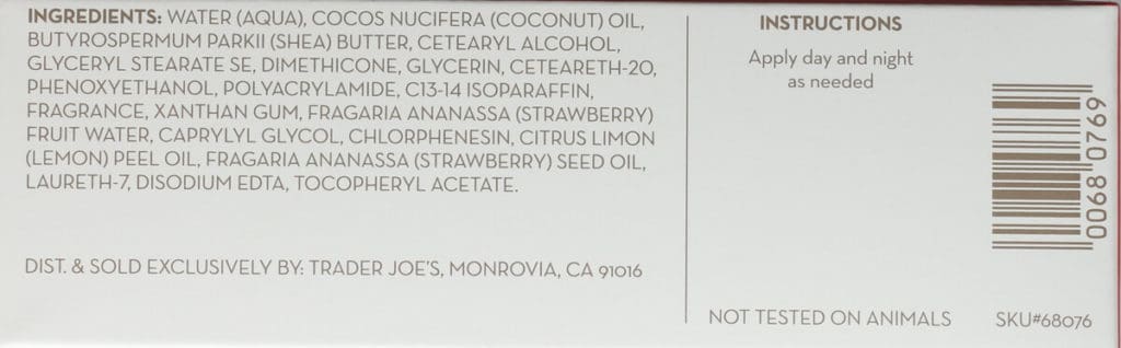 Ingredients and how to use Trader Joe's Strawberry Lemon Ultra Moisturizing Hand Cream