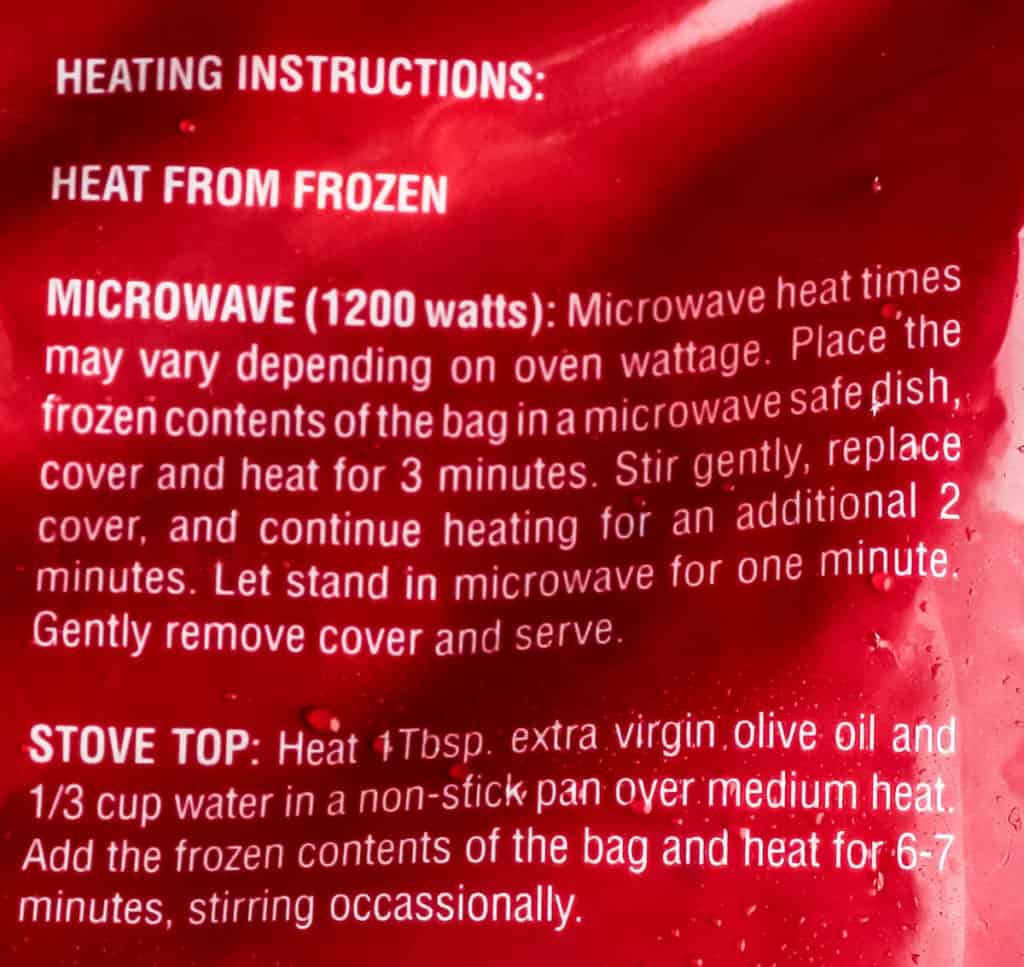 Heating instructions for Trader Joe's Cheese Filled Fiocchetti with Pink Sauce