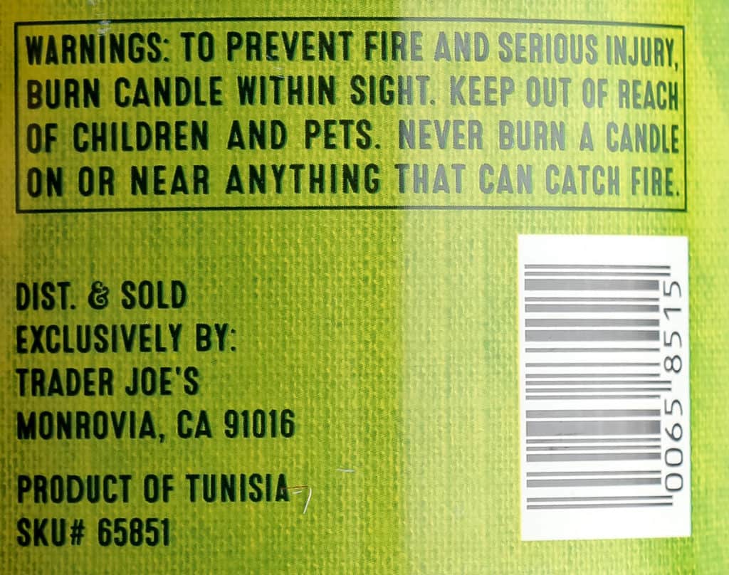 Warnings about Trader Joe's Citronella Candle