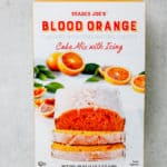 An unopened box of Trader Joe's Blood Orange Cake Mix