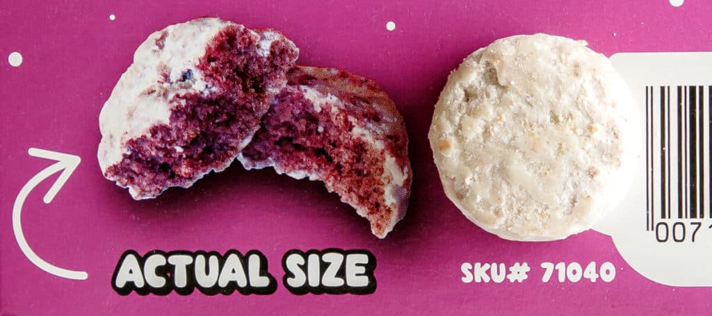 A comparison of what is pictured on the box to the actual cookie that comes out of the box
