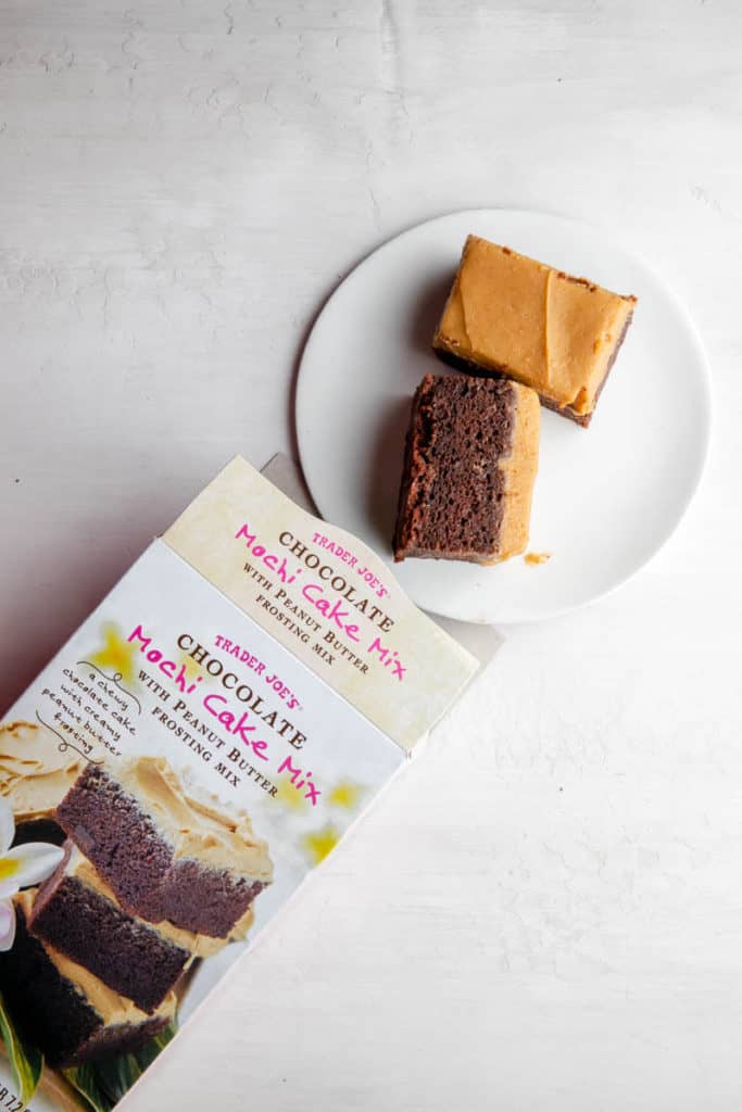 A top and side view of the finished Trader Joe's Chocolate Mochi Cake Mix