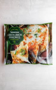 An unopened package of Trader Joe's Taiwanese Green Onion Pancakes
