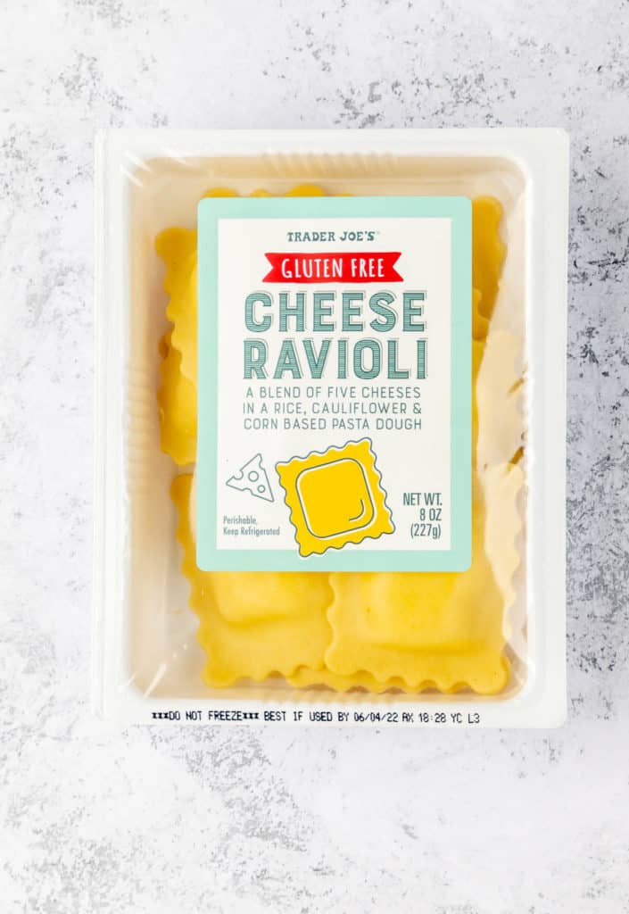 Trader Joe's Gluten Free Cheese Ravioli in an opened package.
