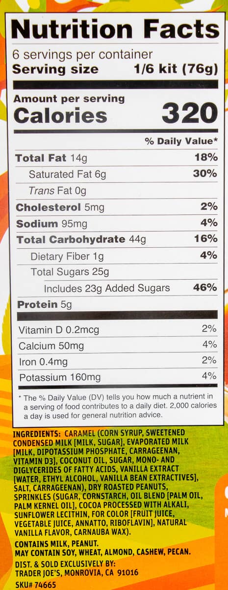 Nutritional facts, calories, and ingredients in Trader Joe's Caramel Apple Dipping Kit.