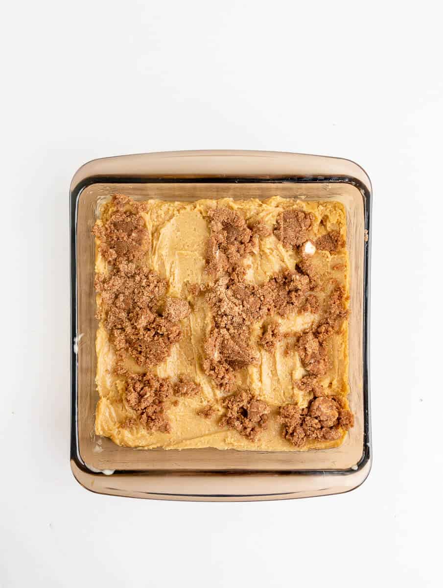 Trader Joe's Cinnamon Roll Blondie Bar Baking Mix with the cinnamon topping on top.
