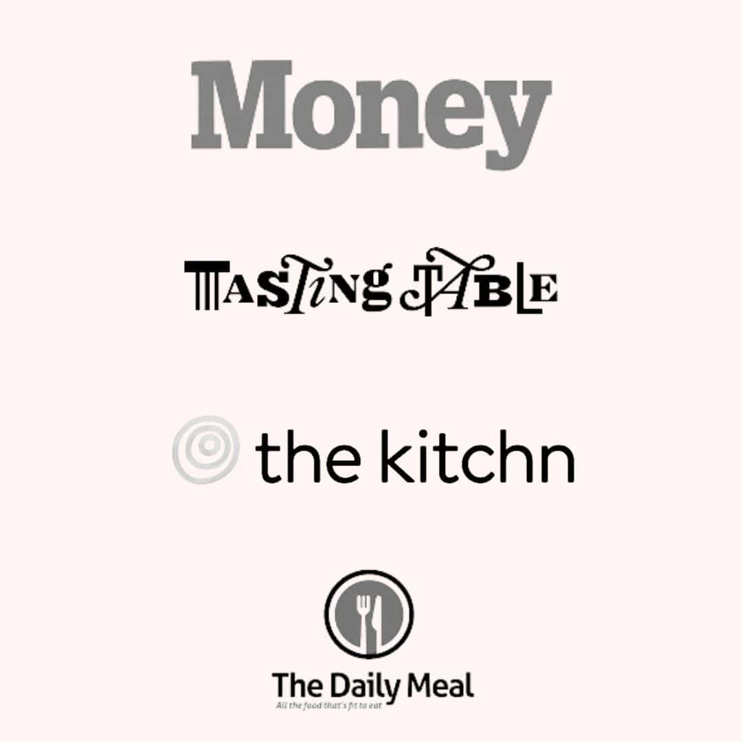 Mentions as seen in money, tasting table, the kitchn, and daily meal