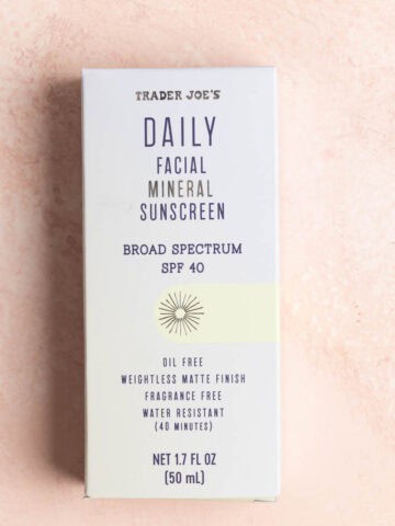 An unopened box of Trader Joe's Daily Facial Mineral Sunscreen.