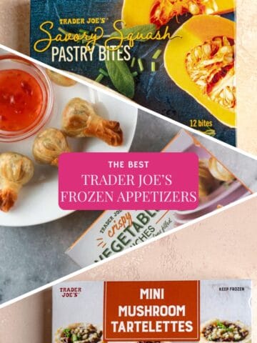 Collage of images of Trade Joe's Best Frozen Appetizers.
