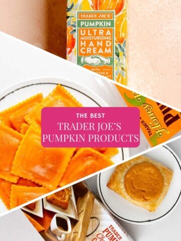 A collage of the best Trader Joe's Pumpkin Products this fall.