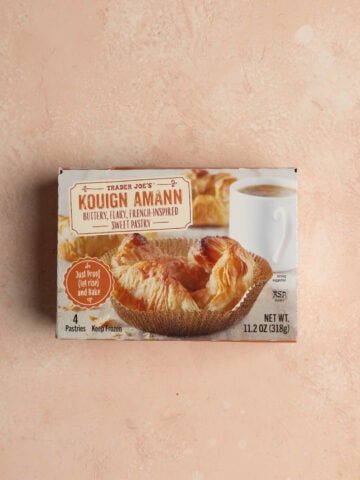 An unopened box of Trader Joe's Kouign Amann.