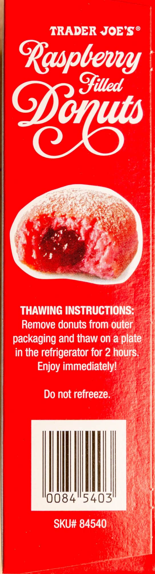 Trader Joe's Raspberry Filled Donuts thawing directions.
