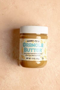 An unopened jar of Trader Joe's Granola Butter.