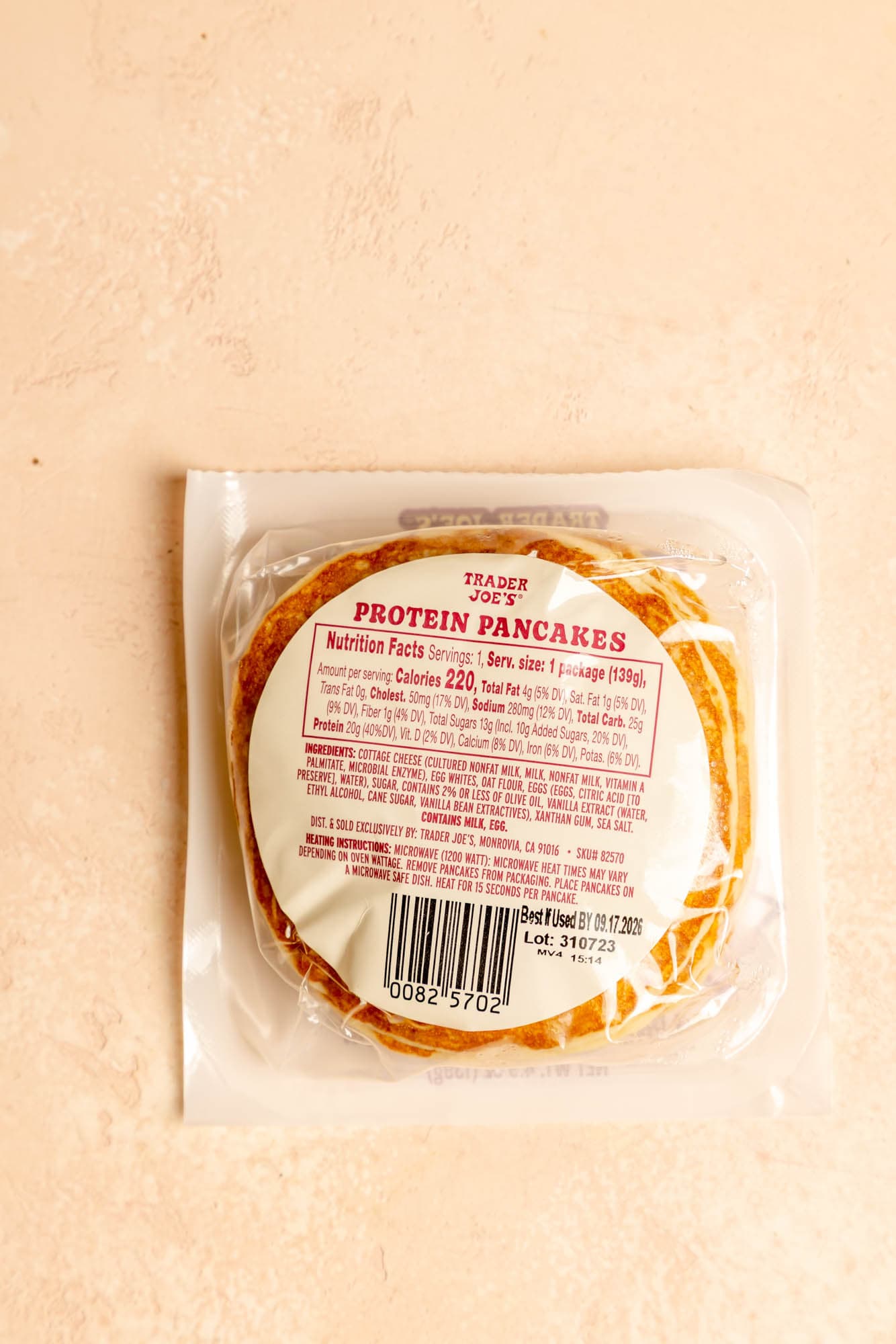 Nutritional facts and ingredients in Trader Joe's Protein Pancakes.